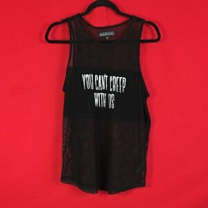 BLACKCRAFT CULT You Can't Creep With Us Fishnet Tank Top Black Size Medium Goth